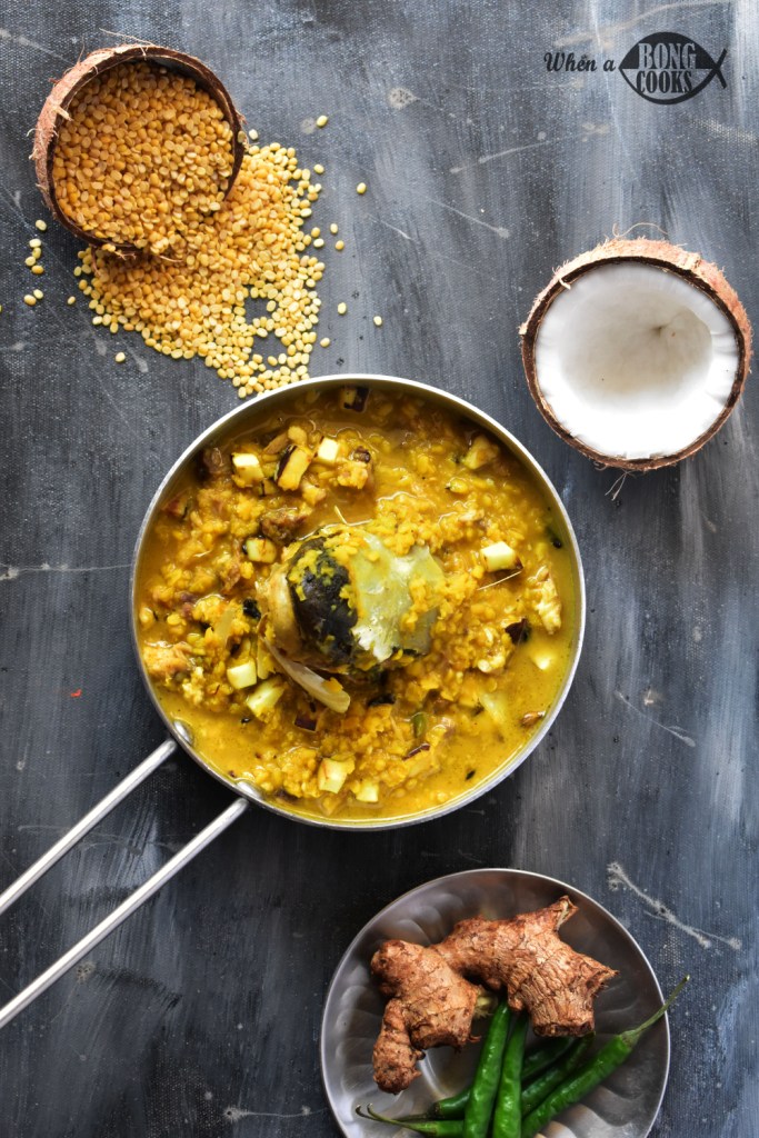 Macher Matha diye Bhaja Moong Dal